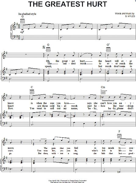 open zoom image for The Greatest Hurt - Piano/Vocal/Guitar, New, Main
