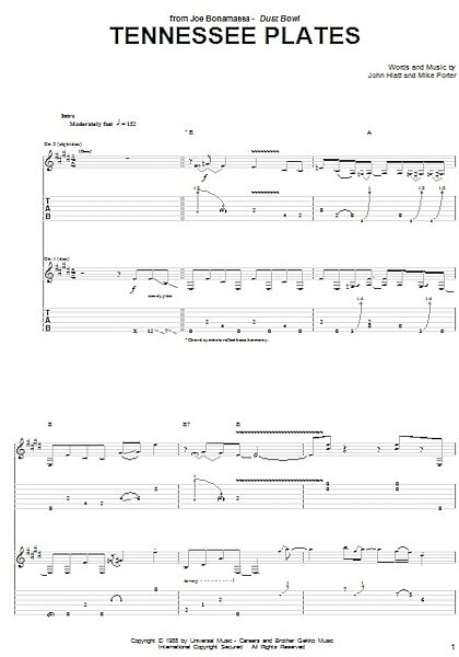 open zoom image for Tennessee Plates - Guitar TAB, New, Main