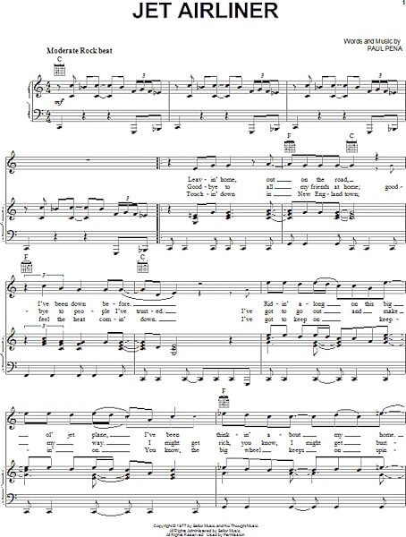 open zoom image for Jet Airliner - Piano/Vocal/Guitar, New, Main