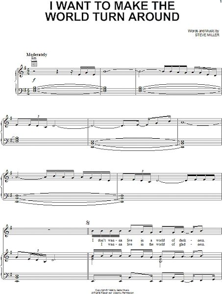 open zoom image for I Want To Make The World Turn Around - Piano/Vocal/Guitar, New, Main