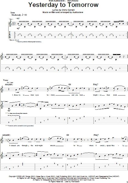 open zoom image for Yesterday To Tomorrow - Guitar TAB, New, Main