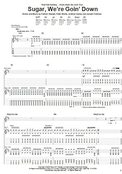 open zoom image for Sugar, We're Goin' Down - Guitar TAB, New, Main