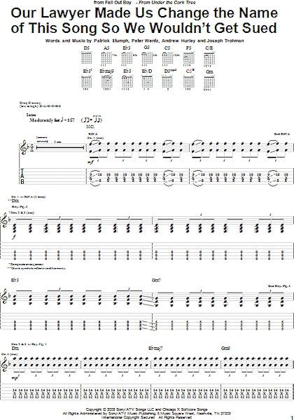 open zoom image for Our Lawyer Made Us Change The Name Of This Song So We Wouldn't Get Sued - Guitar TAB, New, Main