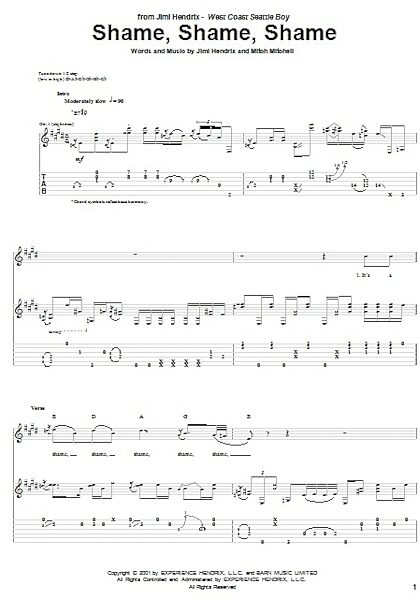 open zoom image for Shame, Shame, Shame - Guitar TAB, New, Main