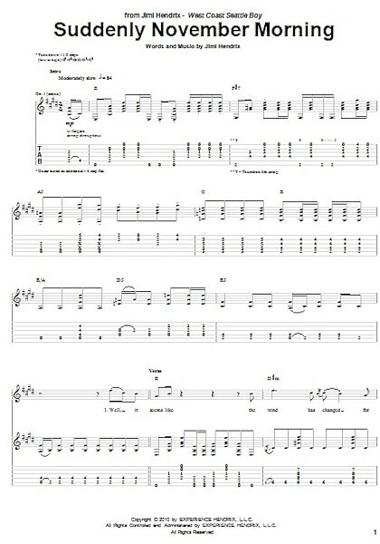 open zoom image for Suddenly November Morning - Guitar TAB, New, Main