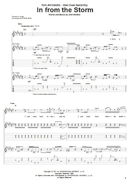 open zoom image for In From The Storm - Guitar TAB, New, Main
