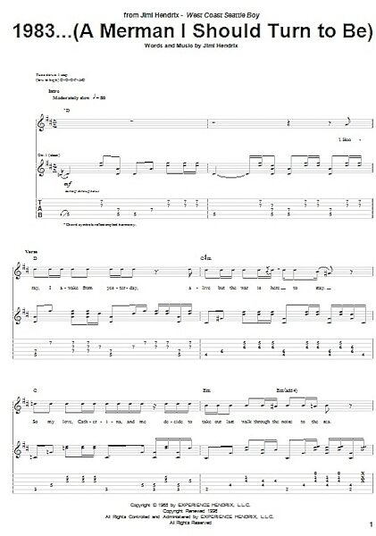 open zoom image for 1983...(A Merman I Should Turn To Be) - Guitar TAB, New, Main
