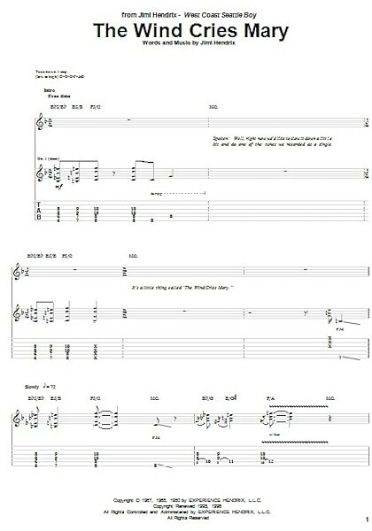 open zoom image for The Wind Cries Mary - Guitar TAB, New, Main