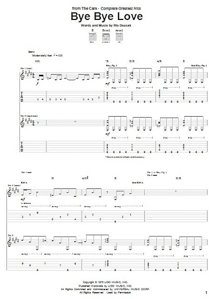 open zoom image for Bye Bye Love - Guitar TAB, New, Main
