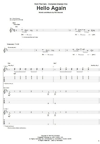 open zoom image for Hello Again - Guitar TAB, New, Main