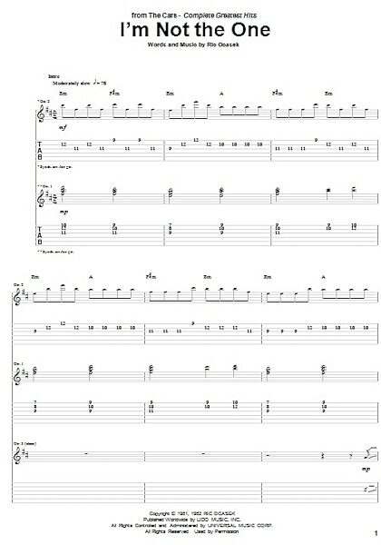 open zoom image for I'm Not The One - Guitar TAB, New, Main