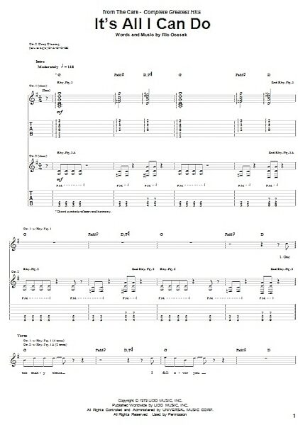 open zoom image for It's All I Can Do - Guitar TAB, New, Main