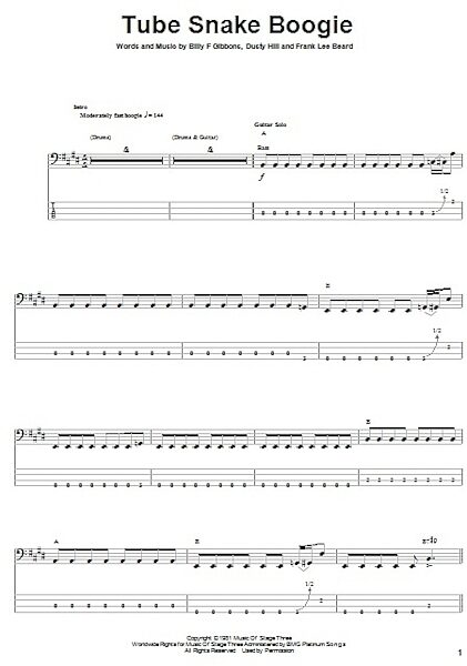 open zoom image for Tube Snake Boogie - Bass Tab, New, Main