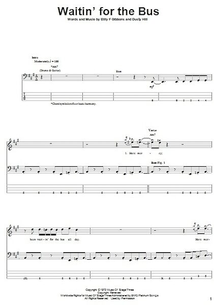open zoom image for Waitin' For The Bus - Bass Tab, New, Main