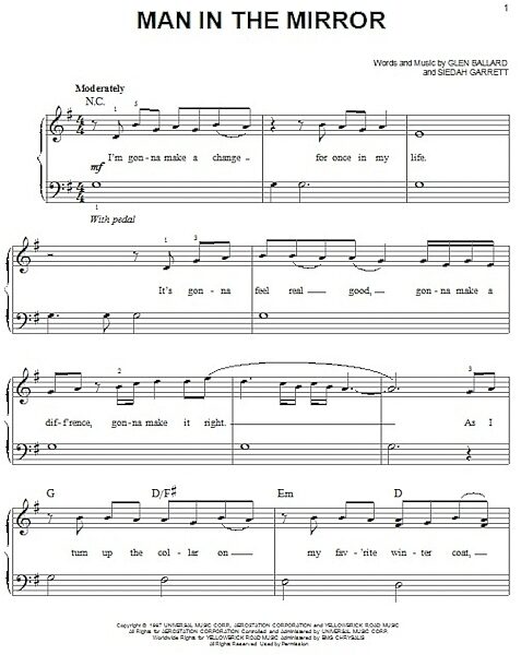 open zoom image for Man In The Mirror - Easy Piano, New, Main