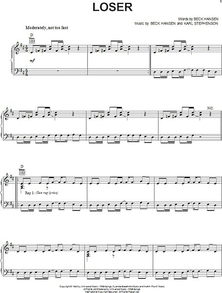 open zoom image for Loser - Piano/Vocal/Guitar, New, Main