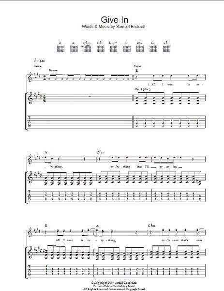 open zoom image for Give In - Guitar TAB, New, Main
