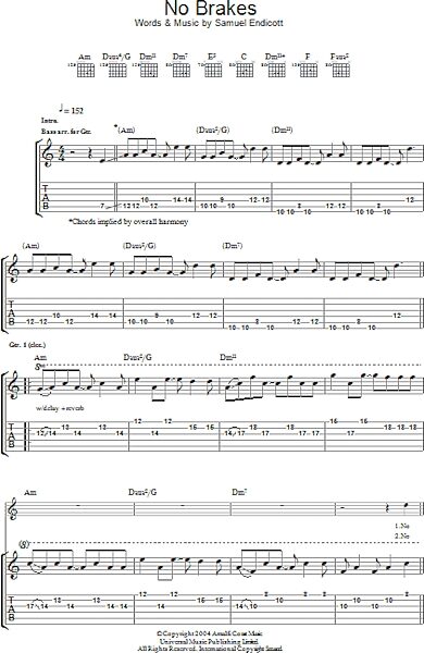 open zoom image for No Brakes - Guitar TAB, New, Main