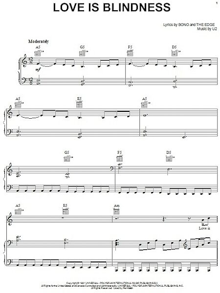 open zoom image for Love Is Blindness - Piano/Vocal/Guitar, New, Main
