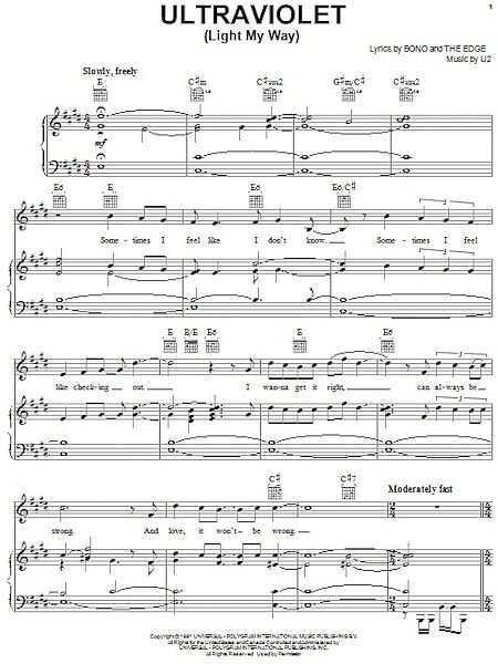 open zoom image for Ultraviolet (Light My Way) - Piano/Vocal/Guitar, New, Main