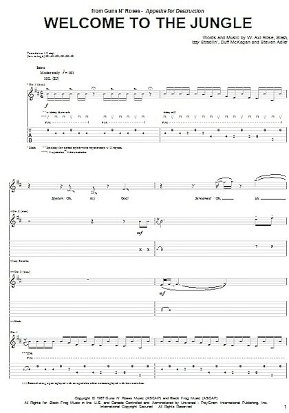 open zoom image for Welcome To The Jungle - Guitar TAB, New, Main