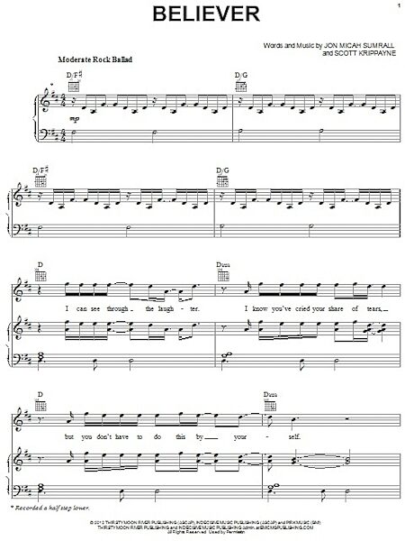 open zoom image for Believer - Piano/Vocal/Guitar, New, Main