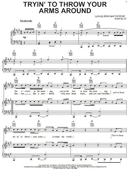 open zoom image for Tryin' To Throw Your Arms Around - Piano/Vocal/Guitar, New, Main