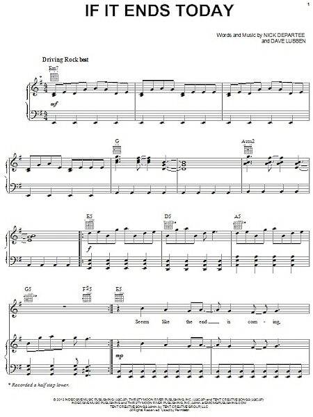 open zoom image for If It Ends Today - Piano/Vocal/Guitar, New, Main