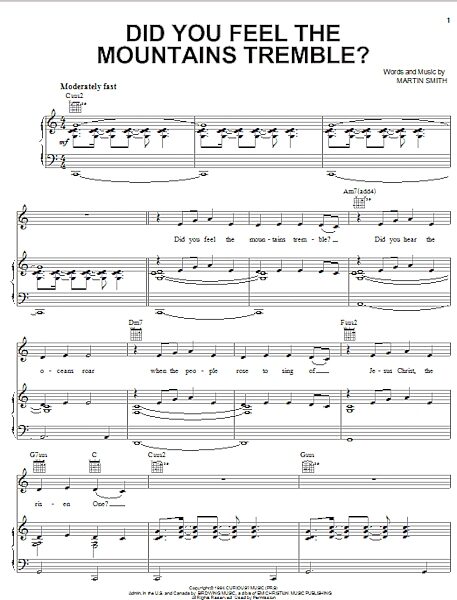 open zoom image for Did You Feel The Mountains Tremble? - Piano/Vocal/Guitar, New, Main