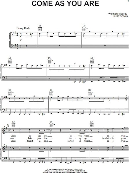open zoom image for Come As You Are - Piano/Vocal/Guitar, New, Main