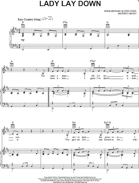 open zoom image for Lady Lay Down - Piano/Vocal/Guitar, New, Main