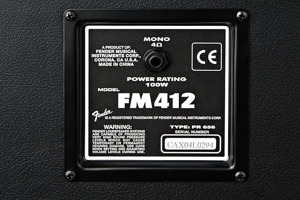 open zoom image for Fender FM412SL Angled Guitar Speaker Cabinet (100 Watts, 4x12 in.), Jack Panel