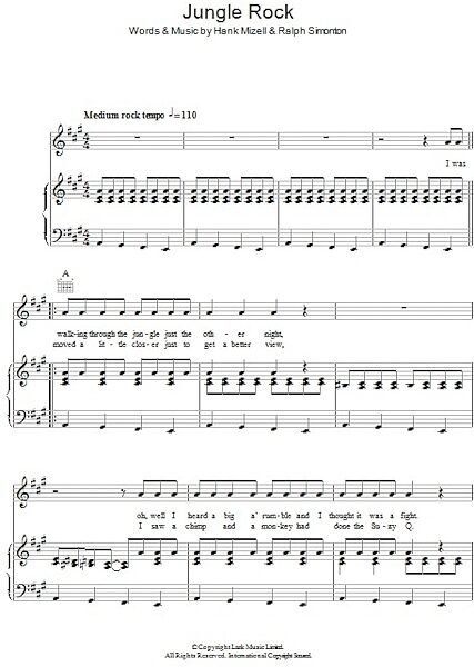open zoom image for Jungle Rock - Piano/Vocal/Guitar, New, Main