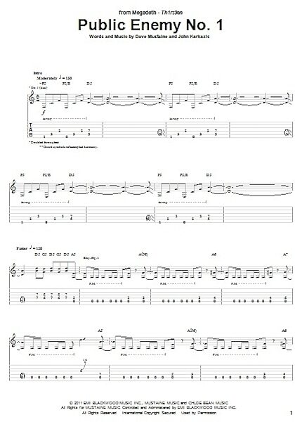 open zoom image for Public Enemy No. 1 - Guitar TAB, New, Main