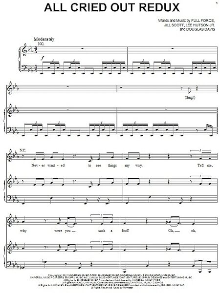 open zoom image for All Cried Out Redux - Piano/Vocal/Guitar, New, Main