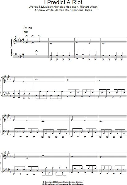 open zoom image for I Predict A Riot - Piano/Vocal/Guitar, New, Main