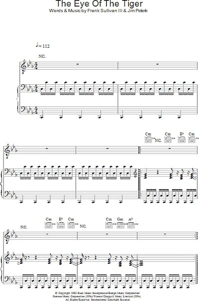 open zoom image for Eye Of The Tiger - Piano/Vocal/Guitar, New, Main