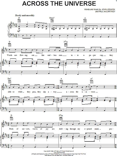 open zoom image for Across The Universe - Piano/Vocal/Guitar, New, Main
