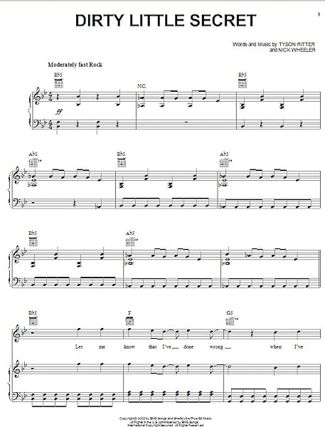 open zoom image for Dirty Little Secret - Piano/Vocal/Guitar, New, Main