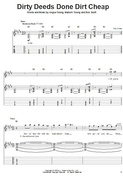 open zoom image for Dirty Deeds Done Dirt Cheap - Guitar Tab Play-Along, New, Main