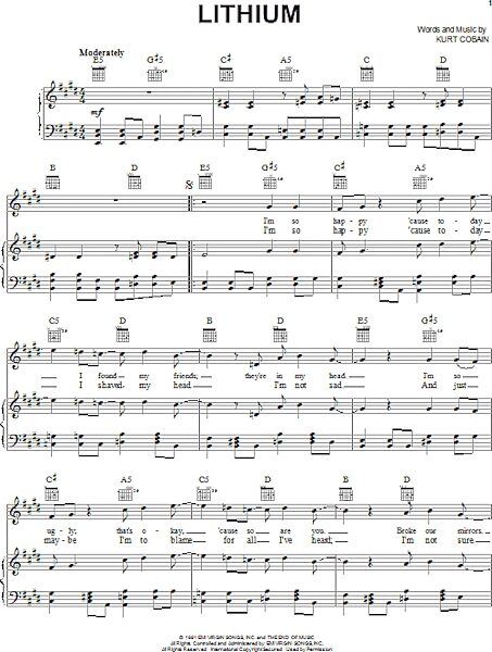 open zoom image for Lithium - Piano/Vocal/Guitar, New, Main