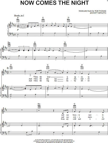 open zoom image for Now Comes The Night - Piano/Vocal/Guitar, New, Main
