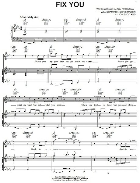 open zoom image for Fix You - Piano/Vocal/Guitar, New, Main