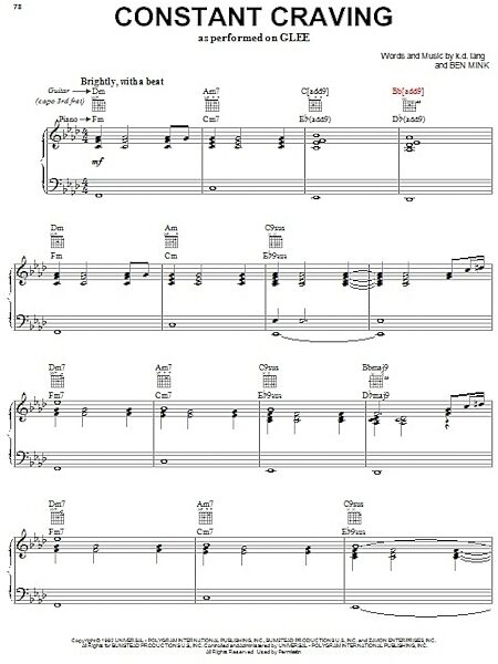 open zoom image for Constant Craving - Piano/Vocal/Guitar, New, Main