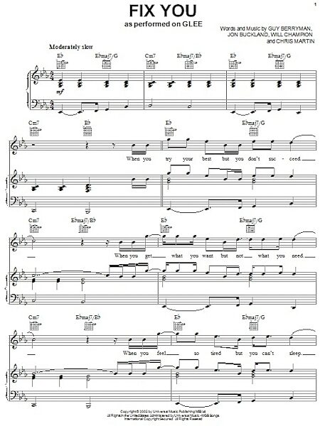 open zoom image for Fix You - Piano/Vocal/Guitar, New, Main