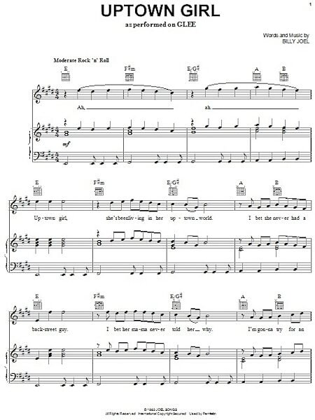 open zoom image for Uptown Girl - Piano/Vocal/Guitar, New, Main