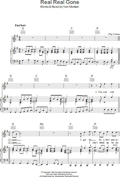 open zoom image for Real Real Gone - Piano/Vocal/Guitar, New, Main