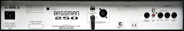 open zoom image for Fender Bassman 250/210 Bass Combo Amplifier (250 Watts, 2x10 in.), Back Panel