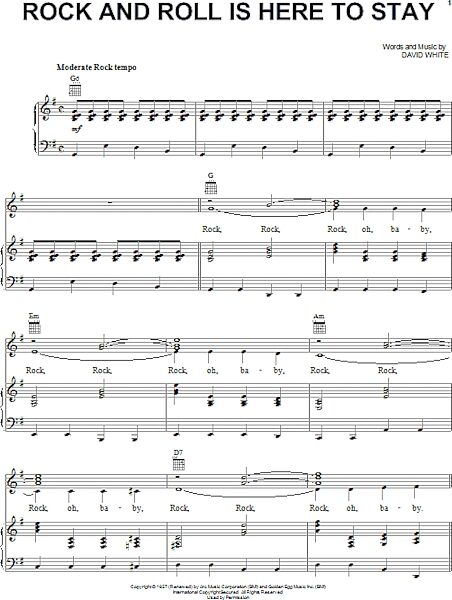 open zoom image for Rock And Roll Is Here To Stay - Piano/Vocal/Guitar, New, Main
