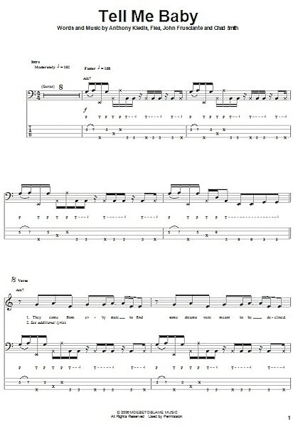 open zoom image for Tell Me Baby - Bass Tab, New, Main